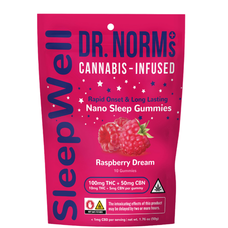 Dr. Norm's Raspberry Dream THC:CBN Sleepwell Gummies 100:50mg