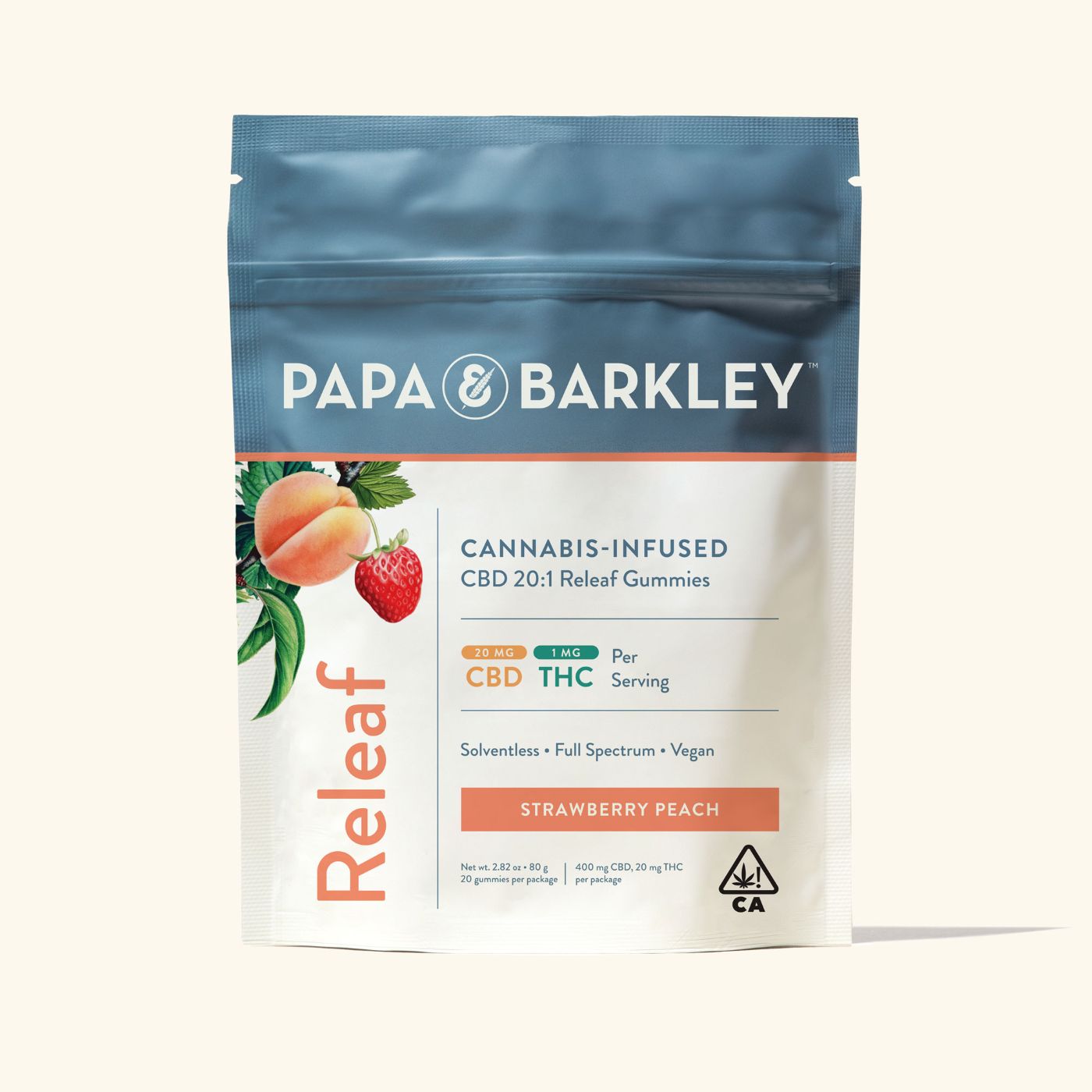 Releaf Gummies 1:20 THC:CBD 20pk - Strawberry Peach