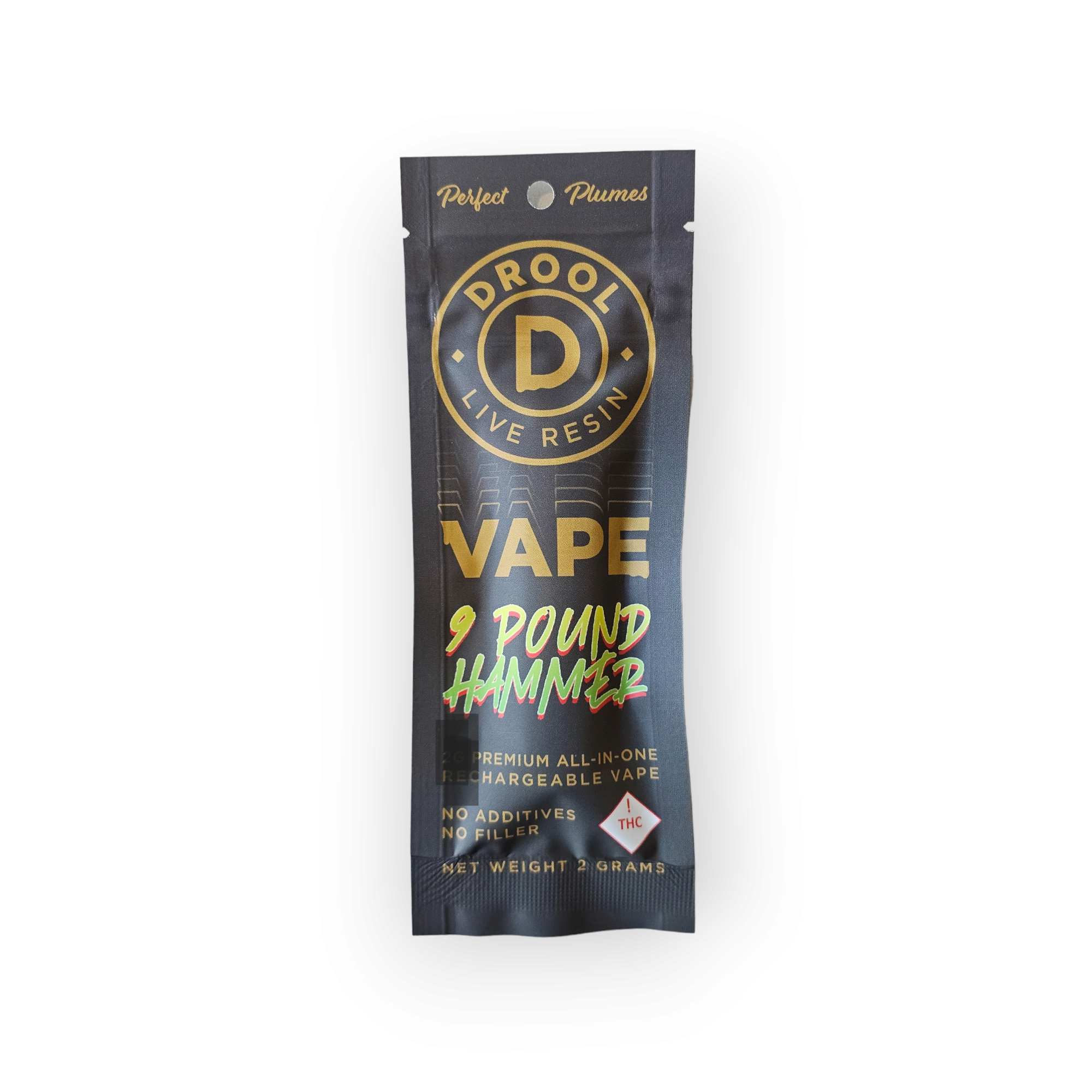 Drool 9lb Hammer Live Resin 1g AIO Vape Pens | Evergreen