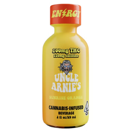 UNCLE ARNIES: Sunrise Orange 2oz Shot- 100mg THC/ 150mg Caffeine