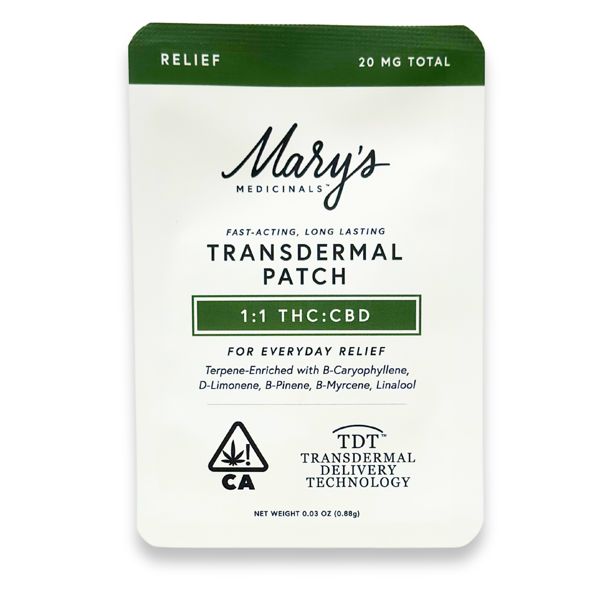 Marys Medicinals - Relief Patch 1:1 THC/CBD - Topical - 20mg