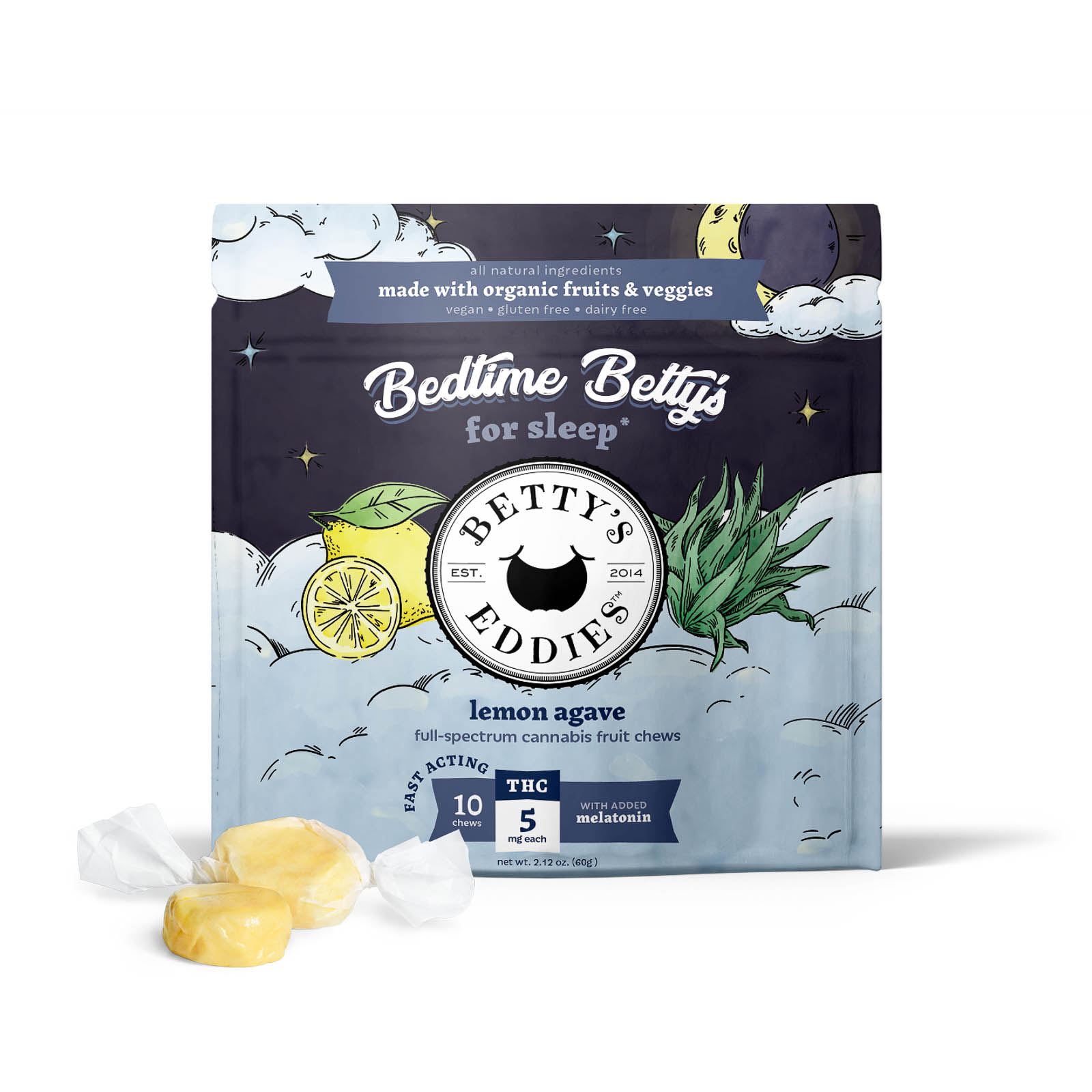 Bedtime Betty’s – Lemon Agave Fruit Chews (5:2 THC:Melatonin) | Betty's Eddies