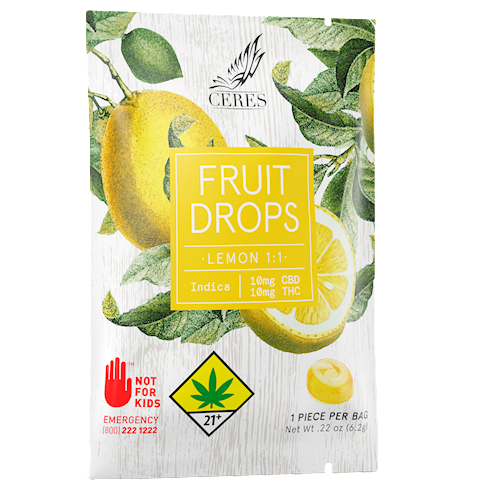 Ceres | Indica Lemon Fruit Drop | 1:1 THC CBD | 10mg