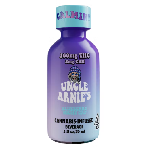 UNCLE ARNIES: Blueberry Night Cap 2oz Shot- 100mg THC/ 5mg CBN