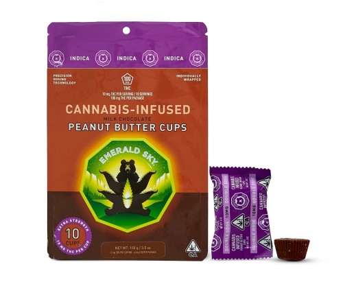 EMERALD SKY - Indica Milk Chocolate Peanut Butter Cups - 100mg - Edible