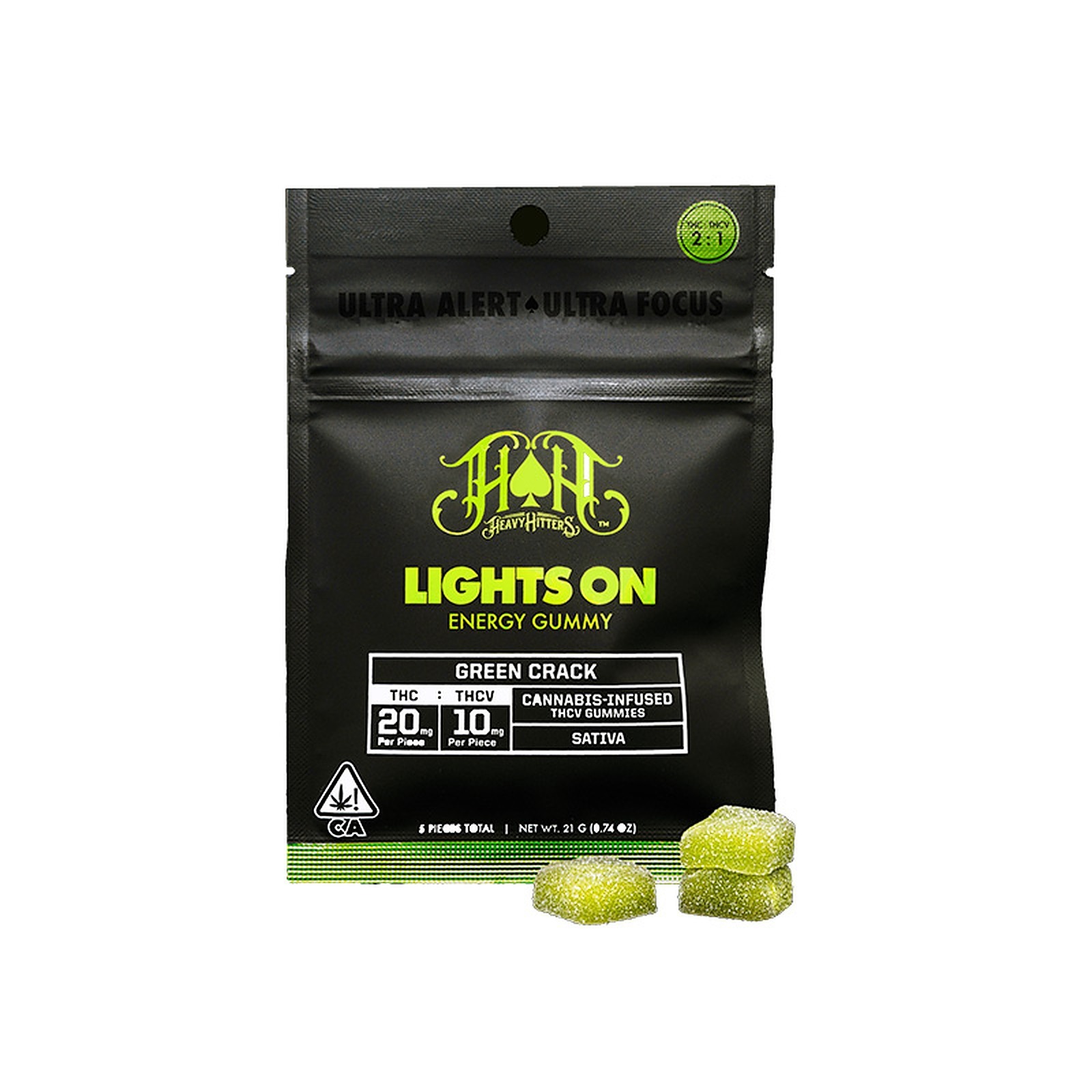Lights On Green Crack Gummies - Heavy Hitters