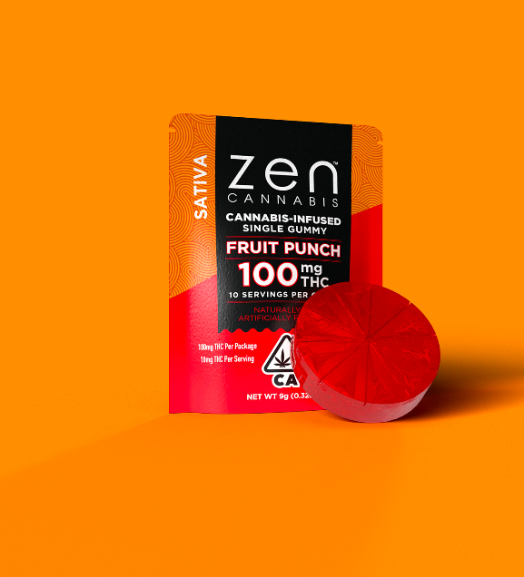 100mg Single Fruit Punch Sativa Gummy-Zen