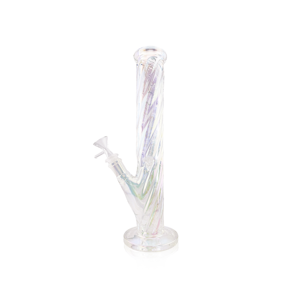 TROPICANNA - Glass - 8" Twisted Neck Bong - Flower Bowl - Clear