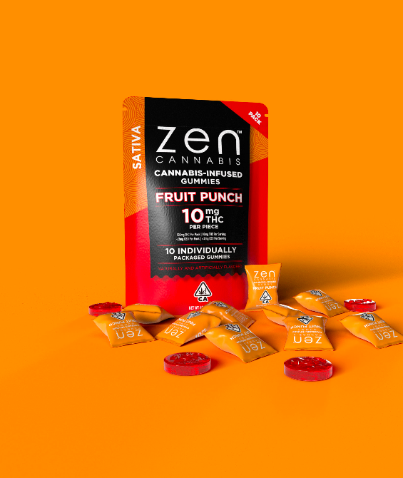 10pk Fruit Punch Sativa Gummies-Zen