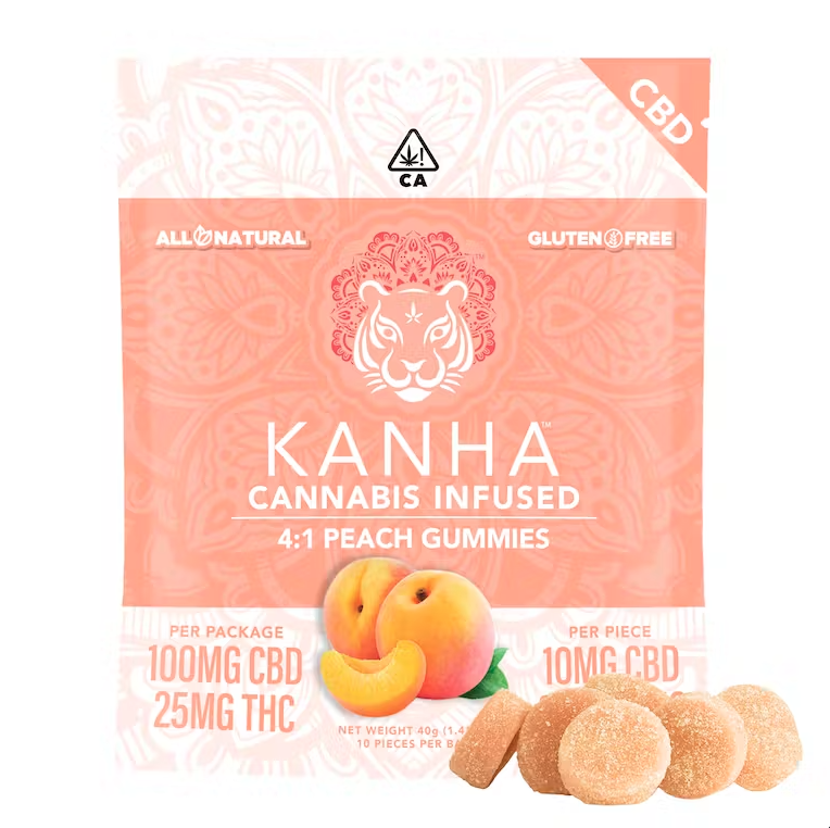 Edible: Peach (4:1 CBD:THC Gummy) - 100mg