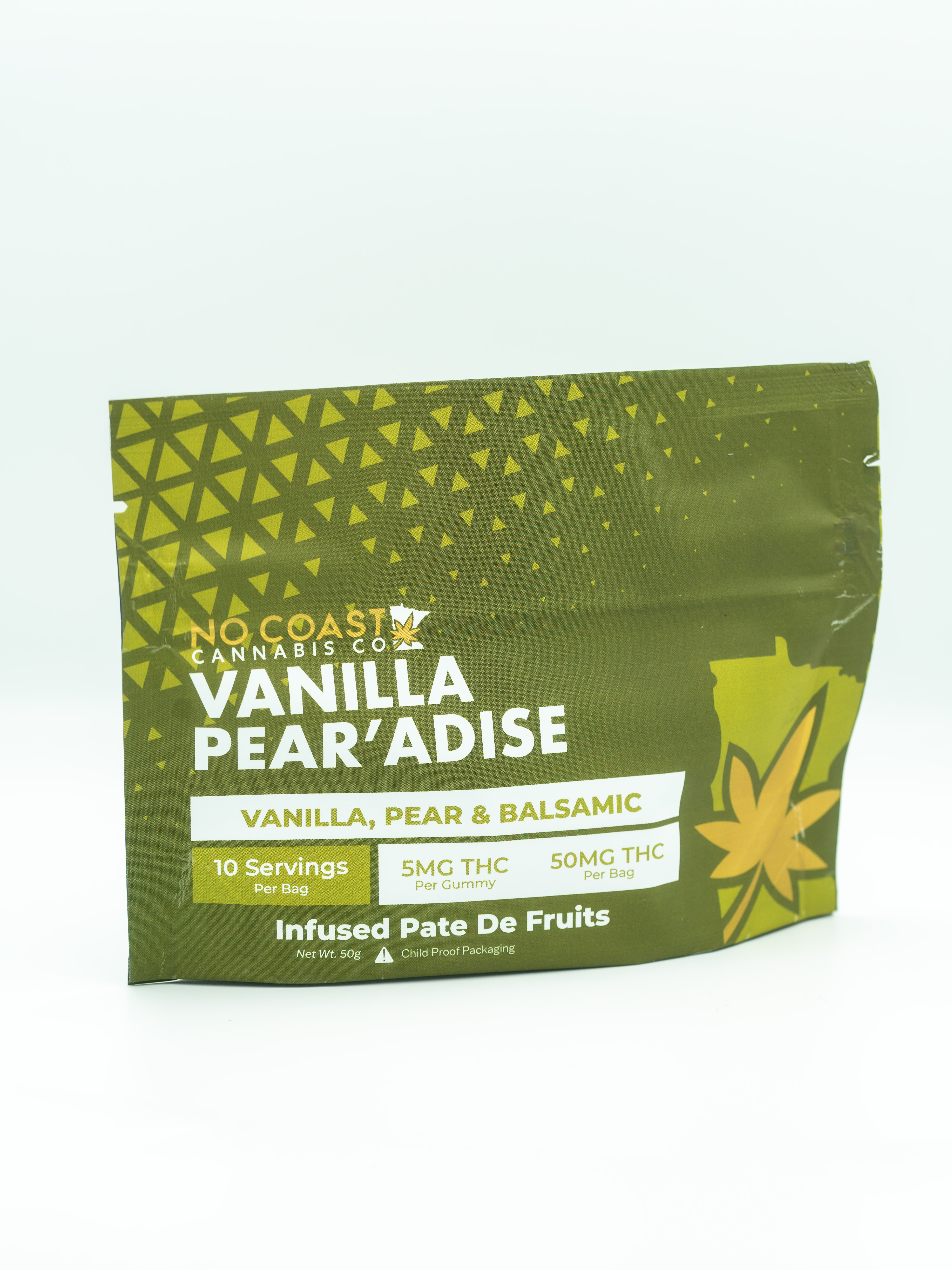 No Coast | Vanilla Pear'adise Pate De Fruit Gummies | 50mg THC