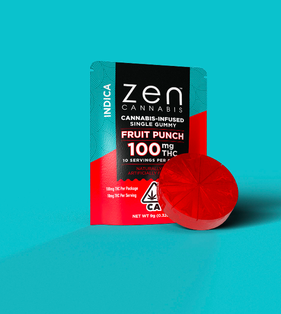 100mg (Single)Fruit Punch Indica Gummy-Zen