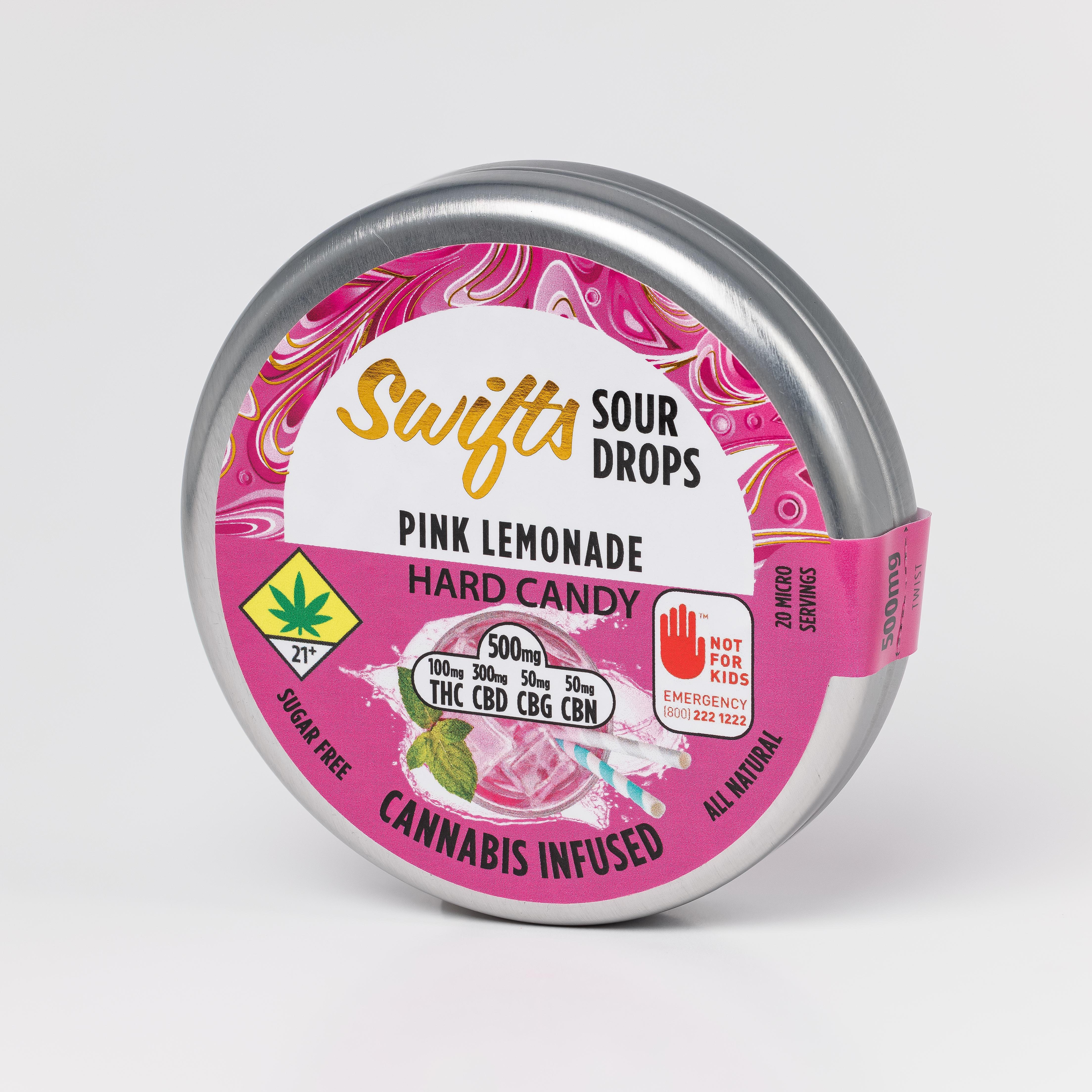 Swifts | Pink Lemonade Sours | Hard Candy MAX | 20pk | 500mg THC:CBD:CBG:CBN 2:6:1:1
