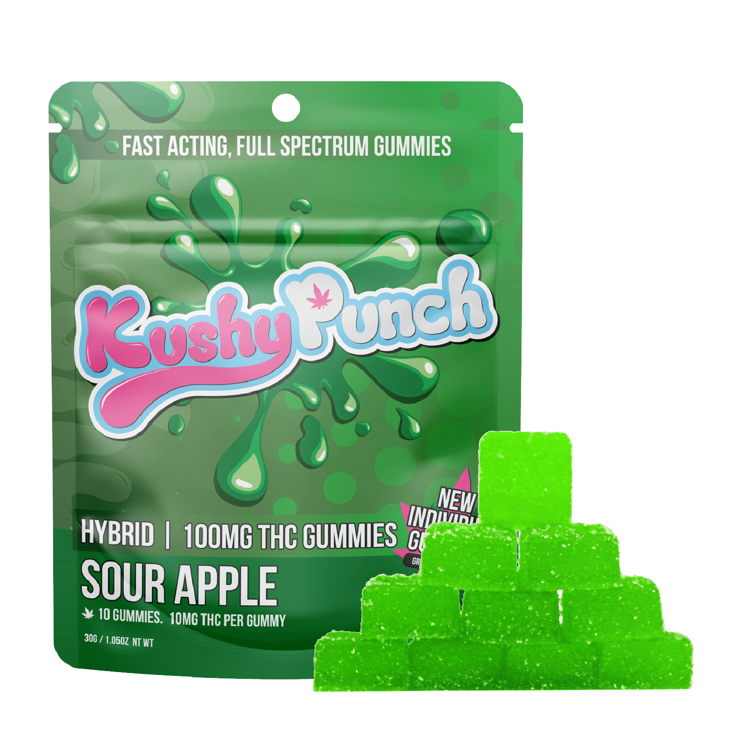 Kushy Punch - Edibles - Hybrid - Sour Apple - 100mg