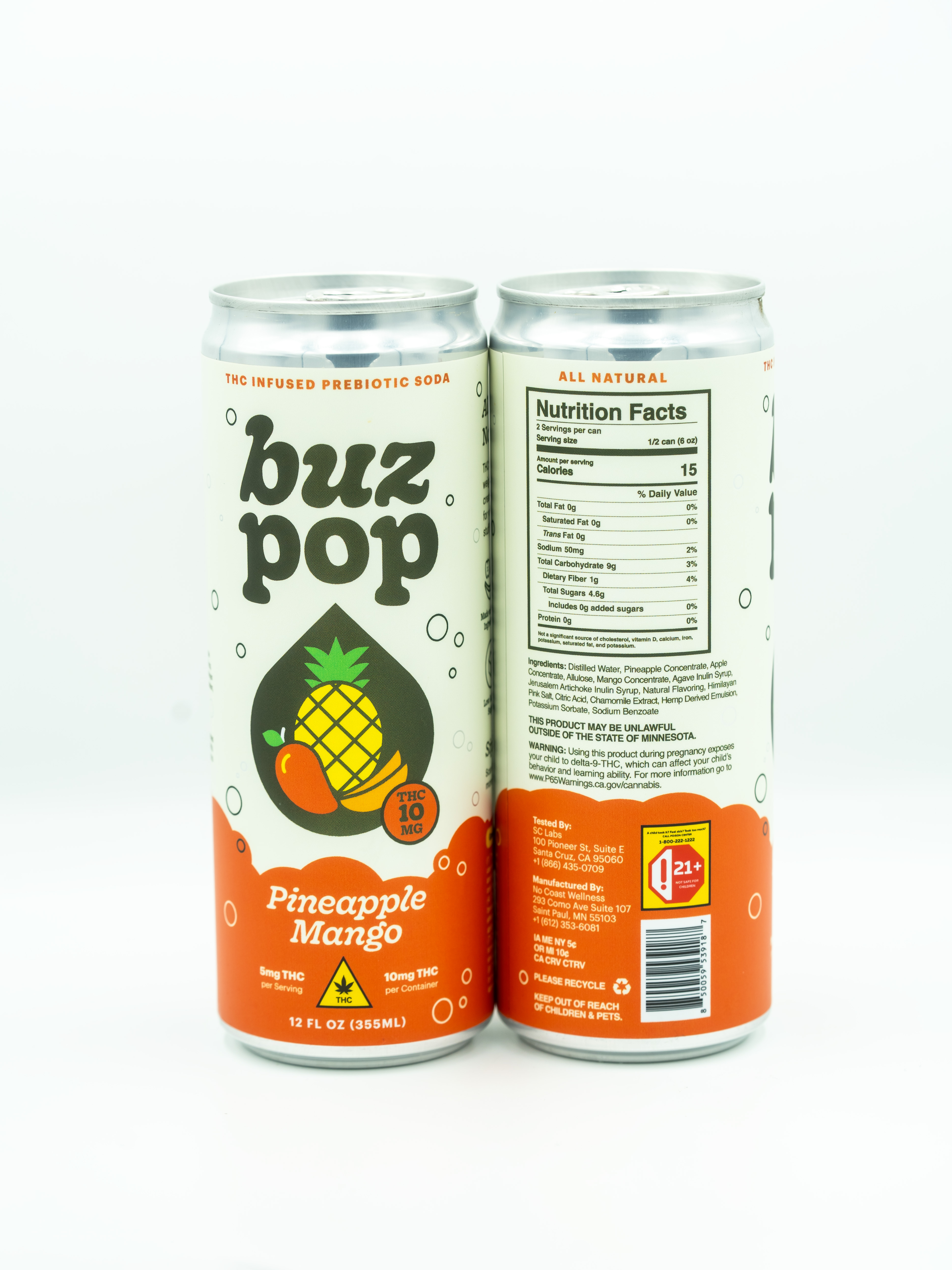 buz pop | Pineapple Mango THC Prebiotic Soda | 10mg THC