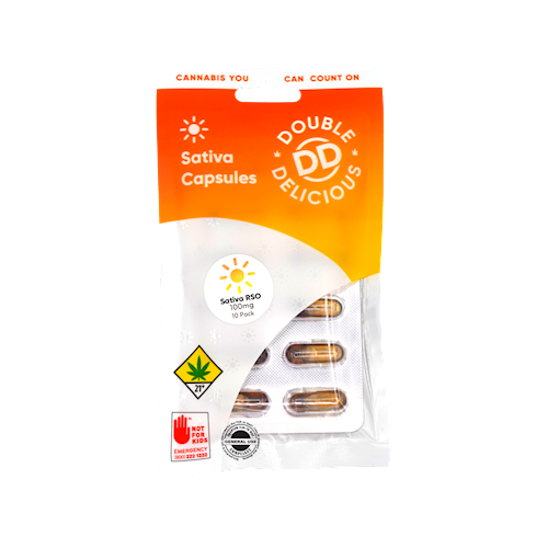Double Delicious | Sativa RSO Capsules | 10pk | DOH | 100mg THC