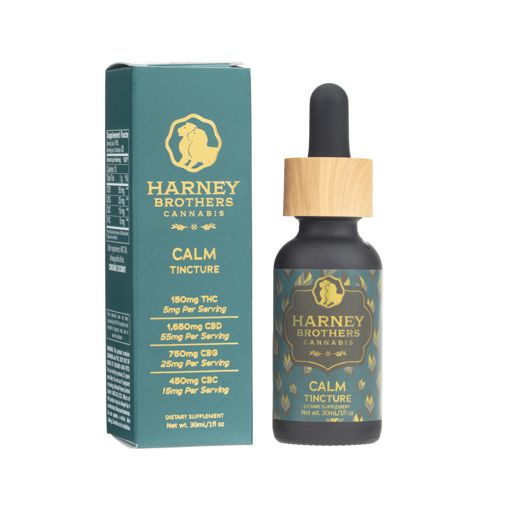 Harney Brothers | Calm Tincture | 150mg THC:1650mg CBD:750 CBG:400mg CBC
