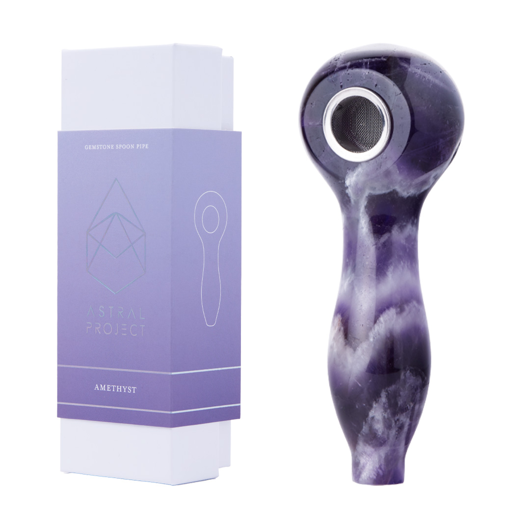 AMETHYST GEMSTONE SPOON PIPE - ASTRAL PROJECT