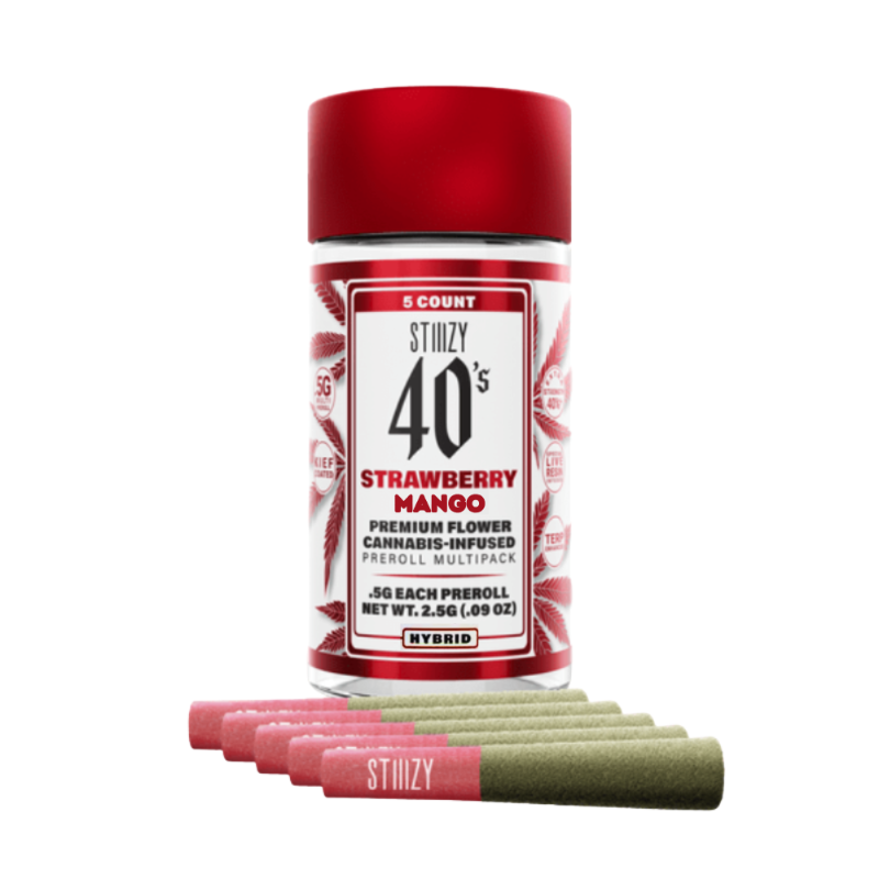 Stiiizy 40's Strawberry Mango (H) Infused Preroll 5pk 2.5g