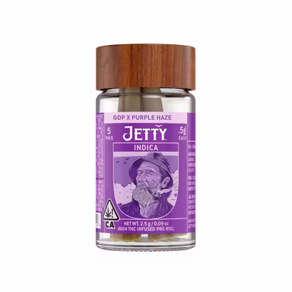 Jetty High Potency Preroll 5pk 2.5g - GDP x Purple Haze (I)