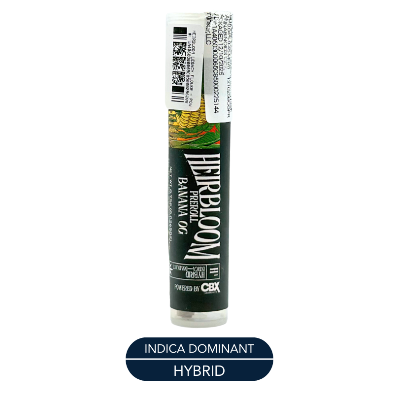 Heirbloom Legacy Flower - Powered by CBX - Banana OG - Preroll - 0.75g