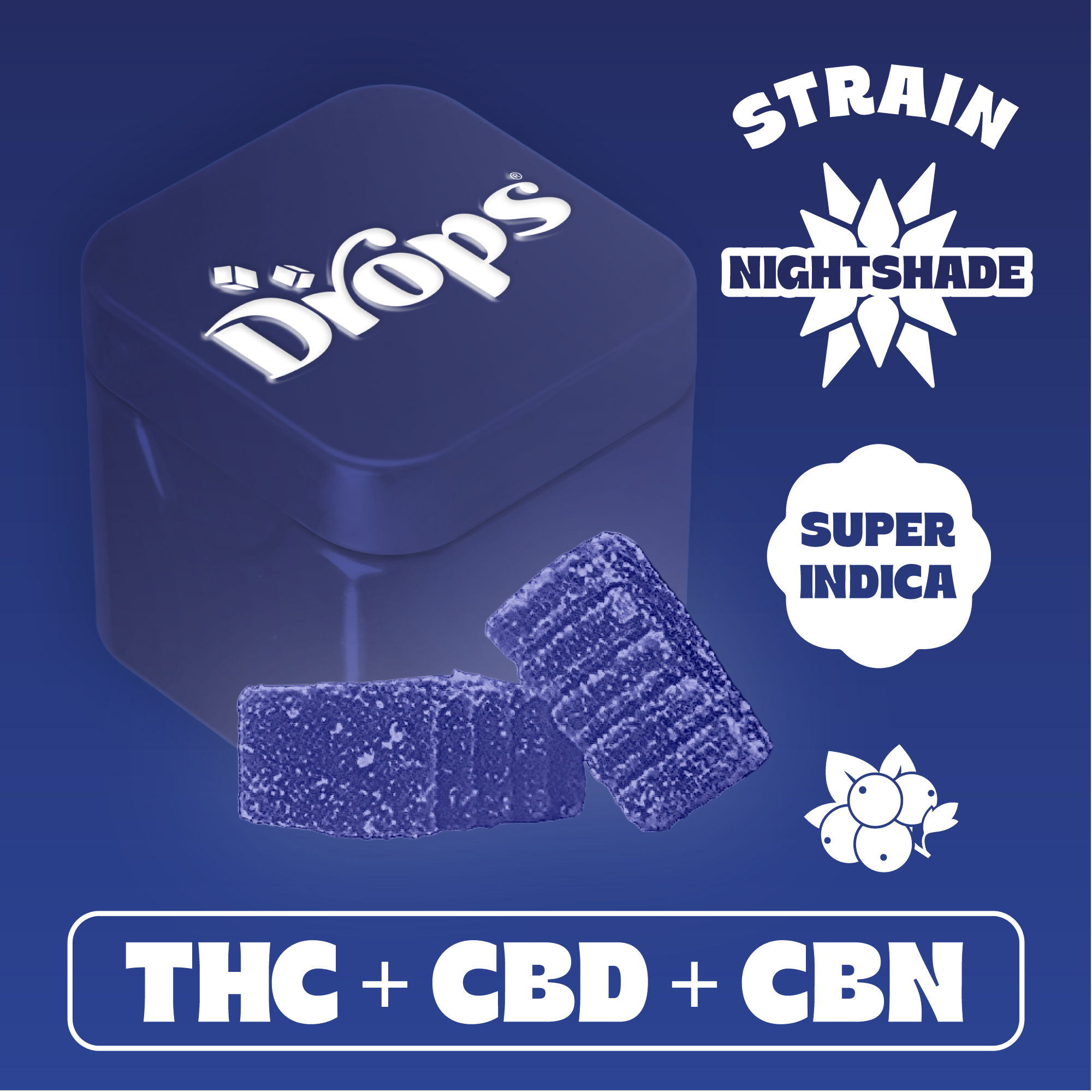 Drops | Live Rosin Gummies | Black Currant | THC:CBD:CBN | 100mg