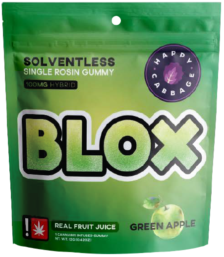 Green Apple "BLOX" Gummy | 100mg (THC) (Live Hash Rosin)