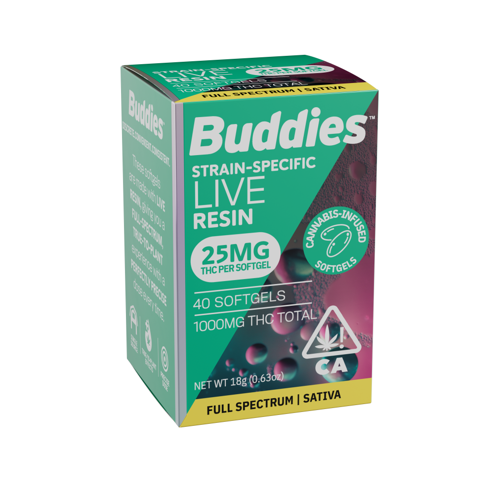 BUDDIES: Sativa Liquid Live Resin Softgels 25mg/40ct (S)