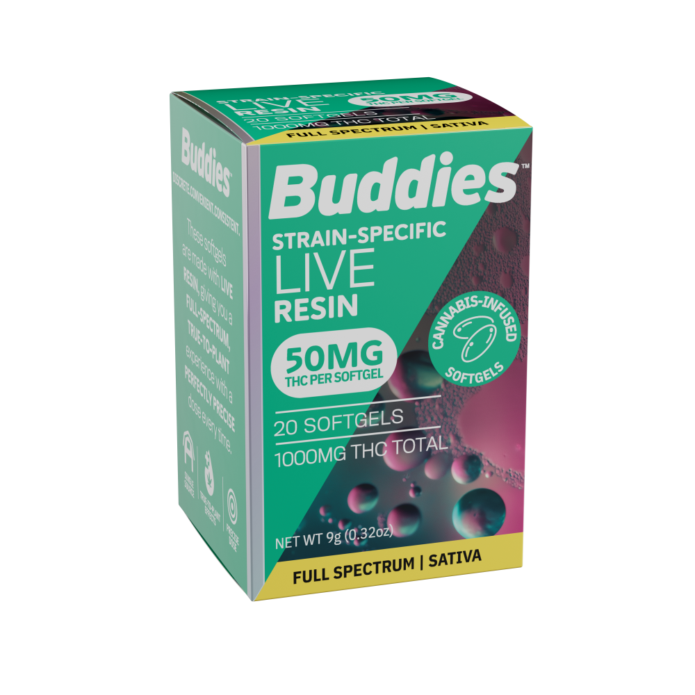 BUDDIES: Sativa Liquid Live Resin Softgels 50mg/20ct (S)