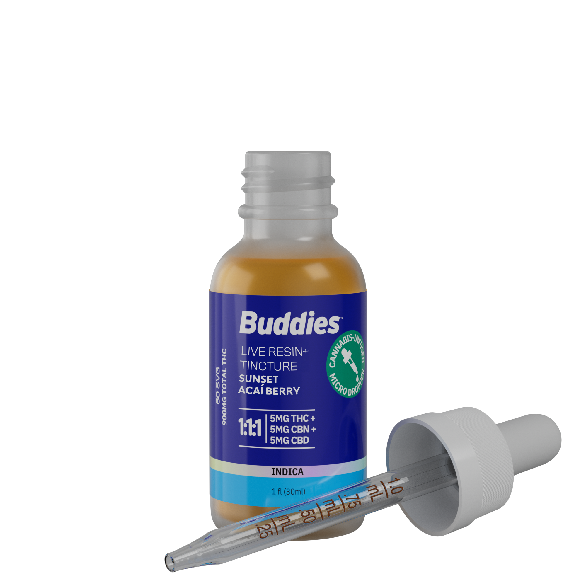 BUDDIES: Sunset Live Resin+ Tincture 1:1:1 (THC/CBD/CBN) 30ml