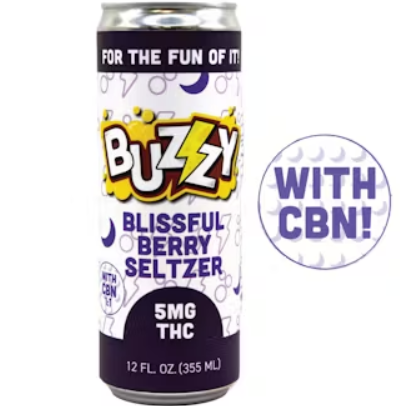 Buzzy 1:1 Blissful Berry Seltzer 5mg 12oz (THC:CBN)