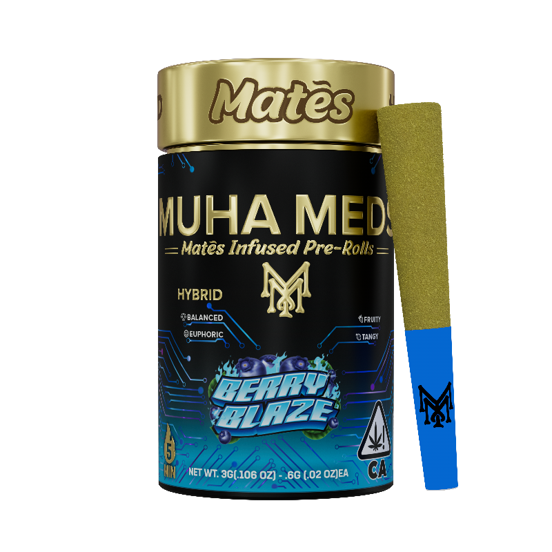 Muha Meds - Berry Blaze Kief Coated Mates Infused Preroll 5pk 3g