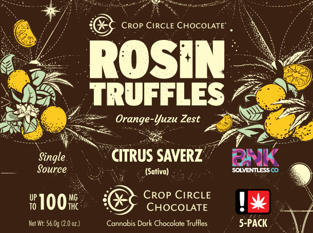 Orange Yuzu Zest Dark Chocolate Truffles | 5pc 100mg (THC) (Live Hash Rosin)