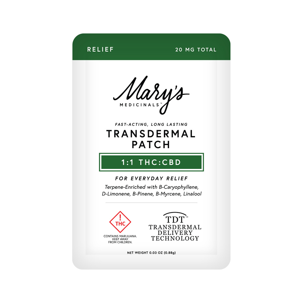 1:1 CBD:THC Transdermal PATCH 20mg - Mary's Medicinals