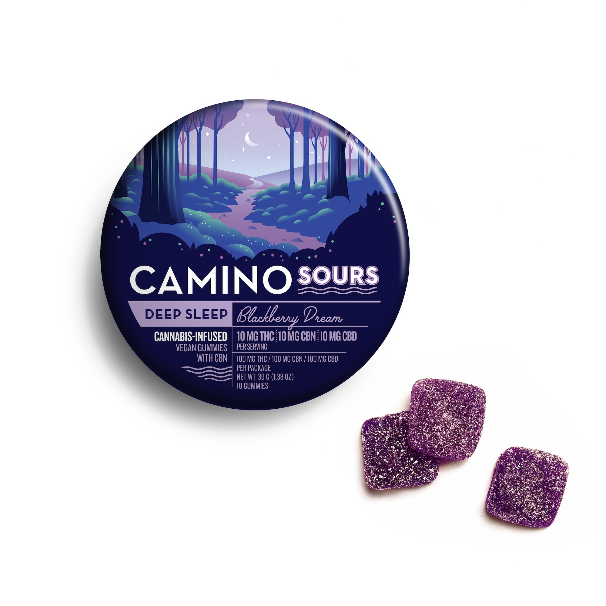 Blackberry Dream 10mg THC:CBN Sour Gummies 10 Pack | Camino
