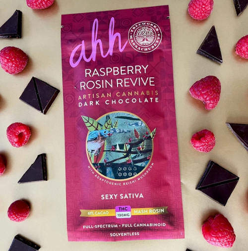 Ahh Raspberry Rosin Revive Dark Chocolate Bar 100mg - Sexy Sativa