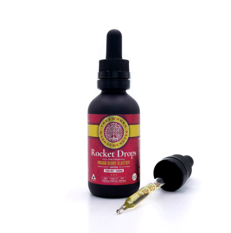 Treeworks 3:2:1 Rocket Drops Tincture 300mg 60ml (CBG:THCV:THC) - Mango Berry Blastoff