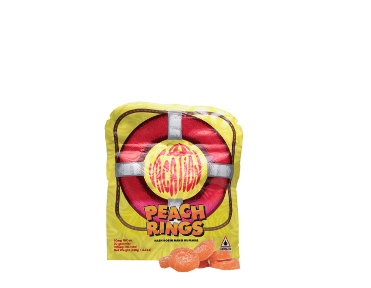 Vacation Peach Ring Hash Rosin Gummies 100mg 20pk (V/GF)