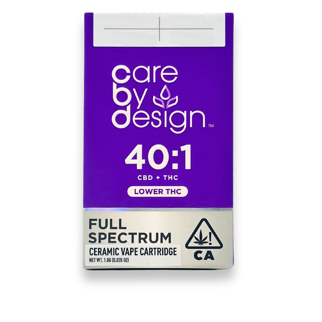 Care By Design - Lower THC - Full Spectrum - 40:1 - Vape Carts - 1.0g