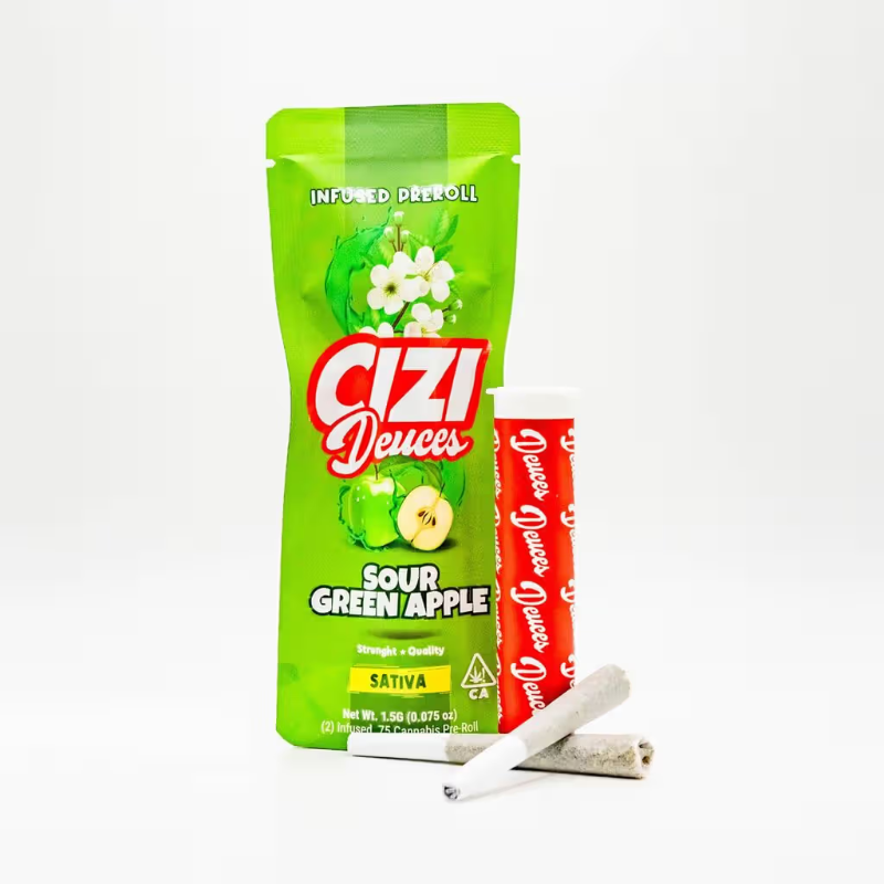 Cizi - Sour Green Apple Deuces Infused Preroll 2pk 1.5g