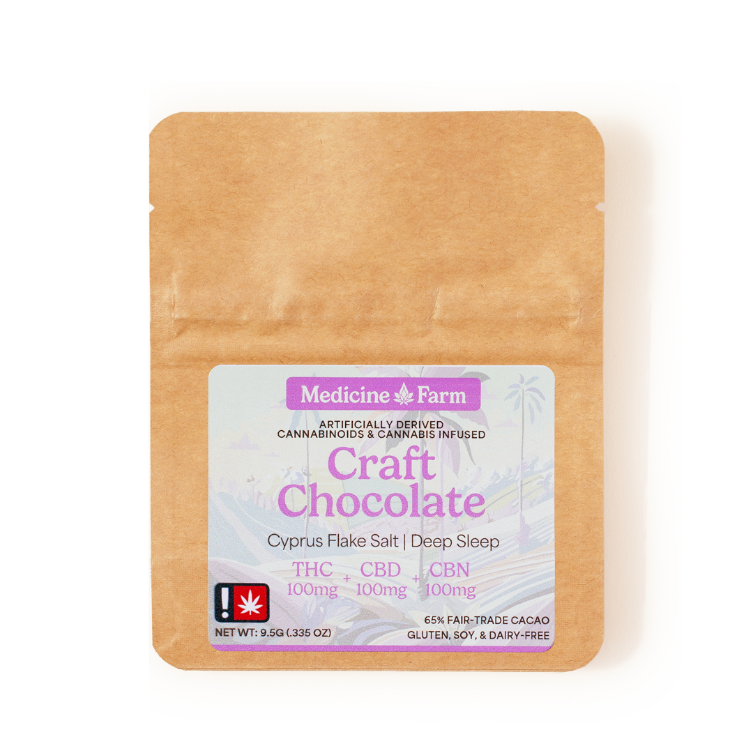 Craft Chocolate Bar w/ Cyprus Flake Salt | 300mg 1:1:1 (THC:CBD:CBN)
