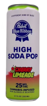 PABST BLUE RIBBON: Cherry Limeade 25mg High Soda Pop Single Can (H)