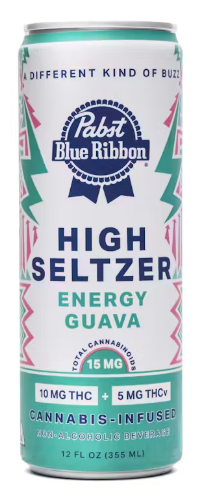 PABST BLUE RIBBON: Daytime Guava + THCv High Seltzer (10mg THC:5mg THCv) Single Can (S)