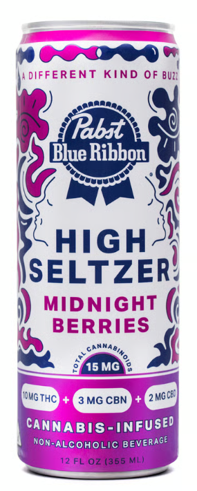 PABST BLUE RIBBON: Midnight Berries High Seltzer (10mg THC/3mg CBN/2mg CBD) Single Can (I)