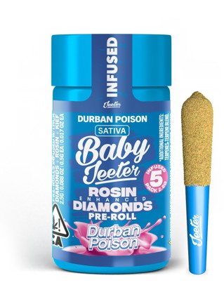 JEETER: Durban Poison Quad-Infused Baby Jeeter .5g Pre-Roll 5pk/2.5g (S)