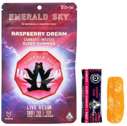 EMERALD SKY: Raspberry Dream Live Resin Sleep Gummies 10-Piece/100mg (I)