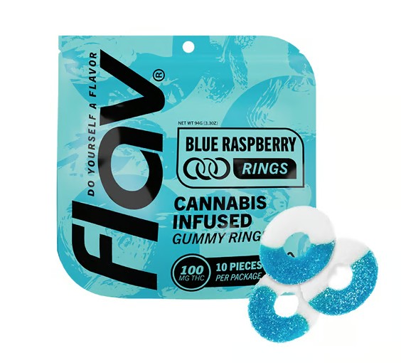 FLAV: Blue Raspberry Live Resin Gummy Rings 100mg/10-piece (I)