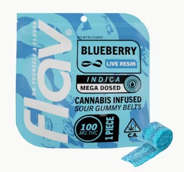 FLAV: Blueberry Live Resin Gummy Belts 100mg/10-piece (I)