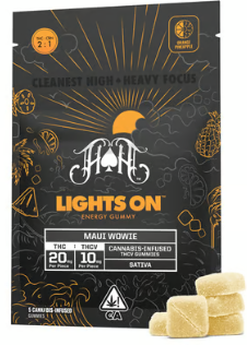 HEAVY HITTERS: Lights On THCV Energy gummies (Maui Wowie) 20mg THC: 10mg THCv