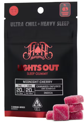 HEAVY HITTERS: Lights Out Midnight Cherry Ultra Potent Sleep Gummies 1:1 (THC:CBN)